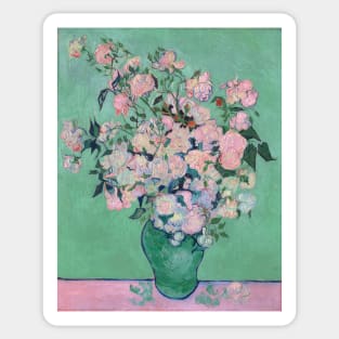Van Gogh Pink Roses in a Vase Sticker